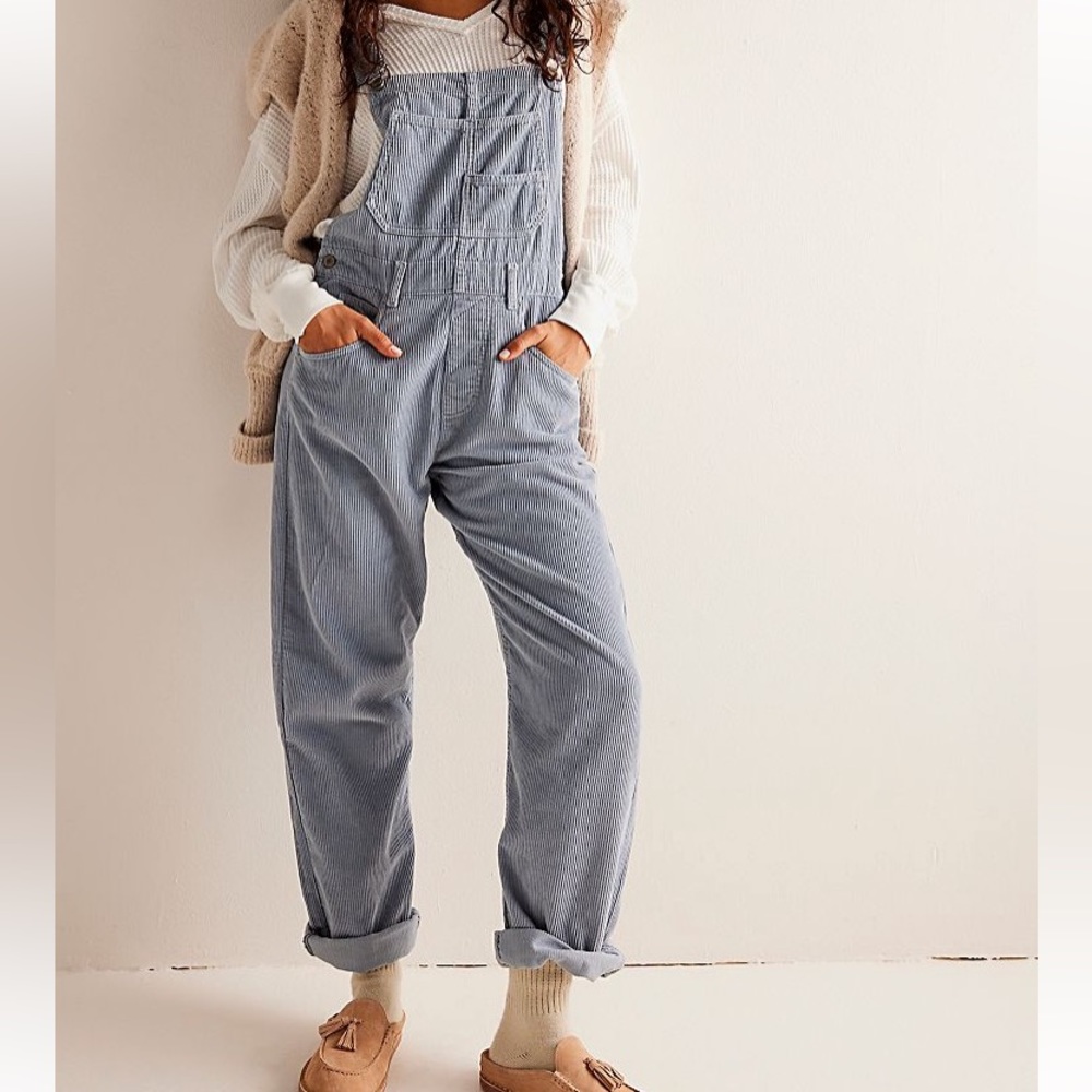 Free People we the Free Ziggy corduroy overalls medium m autumn sky